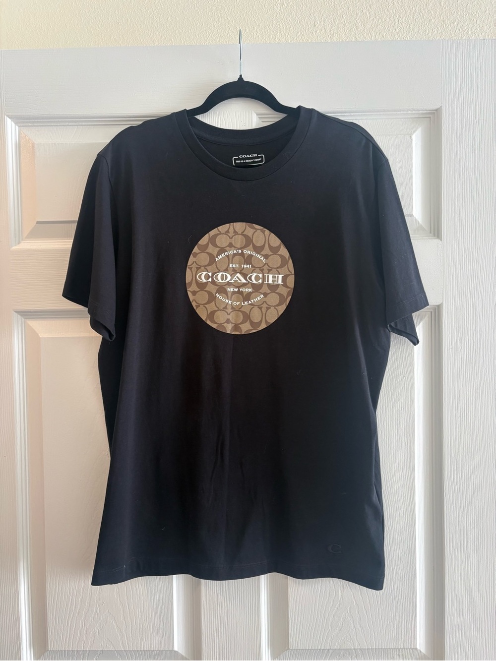 Coach Black Short Sleeve Tee with Signature Brown Logo Disc